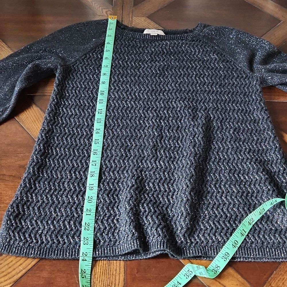 LOFT long sleeve black shimmer sweater Medium - Picture 8 of 9